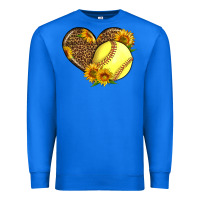 True Royal Softball Heart With Sunflowers Premium Sweatshirt - LillyAllenDesigns