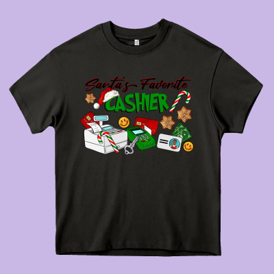 Santa's Favorite Cashier Heavy Core Tee Designed By Lillyallendesigns