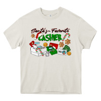Cream Santa's Favorite Cashier Heavy Core Tee - LillyAllenDesigns