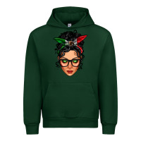 Forest Green mexican latina girl messy bun Urban Hoodie - LillyAllenDesigns