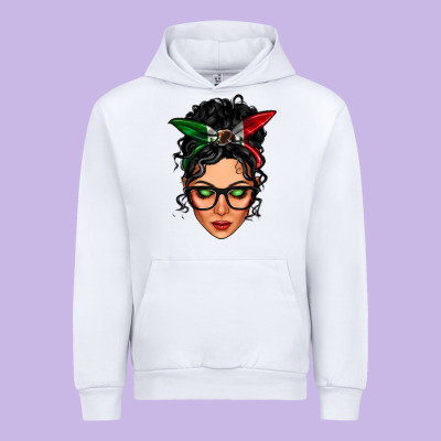 Mexican Latina Girl Messy Bun Urban Hoodie Designed By Lillyallendesigns