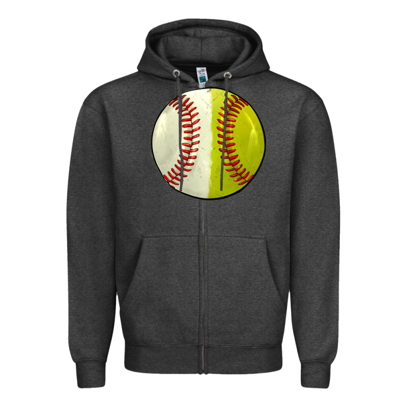 Half Baseball Softball Zipper Hoodie by JahusDesignShop | Teevron