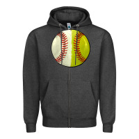 Charcoal Heather half baseball softball Zipper Hoodie - JahusDesignShop