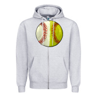Heather Grey half baseball softball Zipper Hoodie - JahusDesignShop