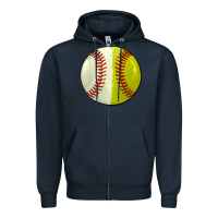 Navy half baseball softball Zipper Hoodie - JahusDesignShop