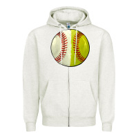 Oatmeal Heather half baseball softball Zipper Hoodie - JahusDesignShop