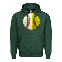 Sports Green half baseball softball Zipper Hoodie - JahusDesignShop