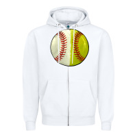White half baseball softball Zipper Hoodie - JahusDesignShop