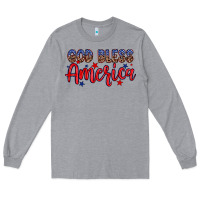 Heather Grey God bless America Long Sleeve Tee - Neo Western