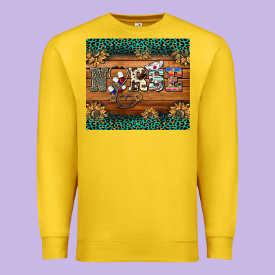 Western Nurse Glitter Leopard Sunflowers Premium Sweatshirt Designed By Barkaloodesign