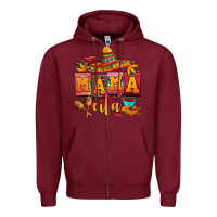 Burgundy mama cita cinco de mayo Zipper Hoodie - AdoDesignShop
