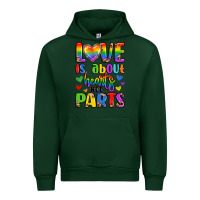 Forest Green love is about hearts not parts Urban Hoodie - LillyAllenDesigns