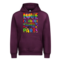 Mauve Wine love is about hearts not parts Urban Hoodie - LillyAllenDesigns