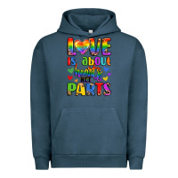 Pigment Midnight Navy love is about hearts not parts Urban Hoodie - LillyAllenDesigns