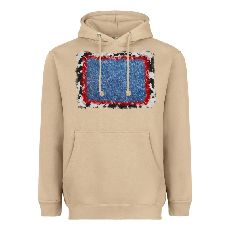 Cowhide Bandana Denim Background Heavyweight Hoodie by AdoDesignShop | Teevron