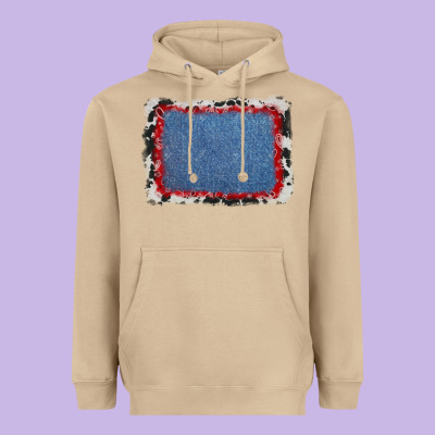 Cowhide Bandana Denim Background Heavyweight Hoodie Designed By Adodesignshop