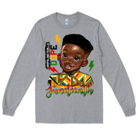Heather Grey juneteenth black boy Long Sleeve Tee - HRA Design Shop