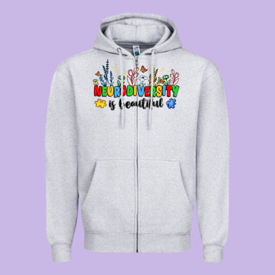Neurodiversity Is Beautiful Zipper Hoodie Designed By Jahusdesignshop