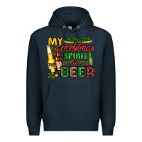 Navy my christmas spirit is beer with beer bottles Premium Hoodie - AdoDesignShop