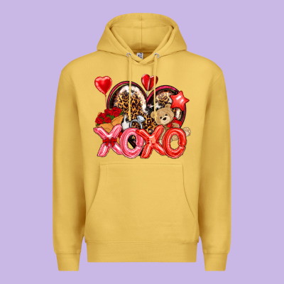 Xo Xo With Leopard And Cowhide Heart Premium Hoodie Designed By Nancycooperartshop