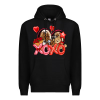 Black xo xo with leopard and cowhide heart Premium Hoodie - NancyCooperArtShop