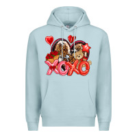 Blue Mist xo xo with leopard and cowhide heart Premium Hoodie - NancyCooperArtShop