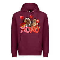 Burgundy xo xo with leopard and cowhide heart Premium Hoodie - NancyCooperArtShop