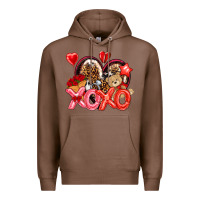 Chestnut xo xo with leopard and cowhide heart Premium Hoodie - NancyCooperArtShop