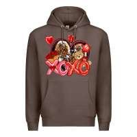 Coffee xo xo with leopard and cowhide heart Premium Hoodie - NancyCooperArtShop