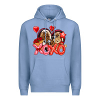 Colony Blue xo xo with leopard and cowhide heart Premium Hoodie - NancyCooperArtShop