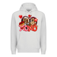 Dove Grey xo xo with leopard and cowhide heart Premium Hoodie - NancyCooperArtShop
