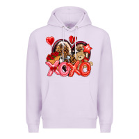Lilac xo xo with leopard and cowhide heart Premium Hoodie - NancyCooperArtShop