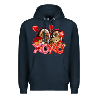 Navy xo xo with leopard and cowhide heart Premium Hoodie - NancyCooperArtShop