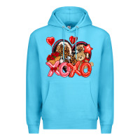 Ocean Blue xo xo with leopard and cowhide heart Premium Hoodie - NancyCooperArtShop
