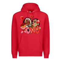 Red xo xo with leopard and cowhide heart Premium Hoodie - NancyCooperArtShop
