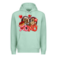 Seafoam xo xo with leopard and cowhide heart Premium Hoodie - NancyCooperArtShop