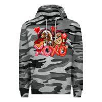 Slate Camo xo xo with leopard and cowhide heart Premium Hoodie - NancyCooperArtShop
