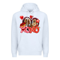 White xo xo with leopard and cowhide heart Premium Hoodie - NancyCooperArtShop
