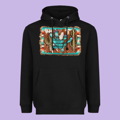 Cactus Cowhide Serape Heavyweight Hoodie Designed By Adodesignshop