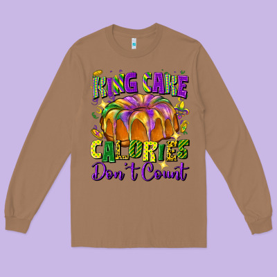 King Cake Calories Don't Count Long Sleeve Tee Designed By Fadigitalartstudio