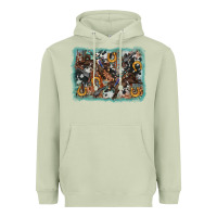 Matcha bucking bronco rodeo revolver western background Heavyweight Hoodie - AdoDesignShop