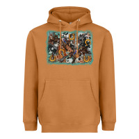 Meerkat bucking bronco rodeo revolver western background Heavyweight Hoodie - AdoDesignShop