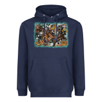 Navy bucking bronco rodeo revolver western background Heavyweight Hoodie - AdoDesignShop