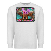 Oatmeal Heather easter floral leopard cow Premium Sweatshirt - Jasminsmagicworld
