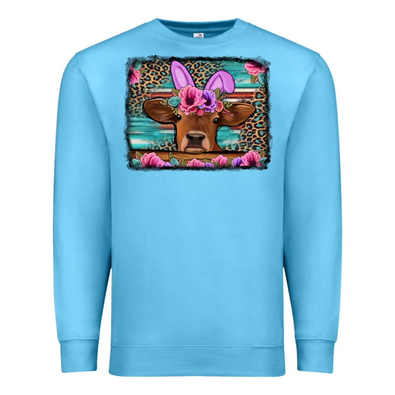Easter Floral Leopard Cow Premium Sweatshirt by Jasminsmagicworld | Teevron