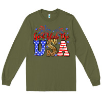 Army Green God bless the USA Long Sleeve Tee - Neo Western