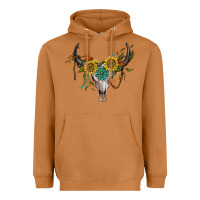 Meerkat boho bullskull with sunflower and gemstone Heavyweight Hoodie - Artiststas