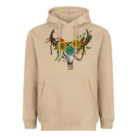Mushroom boho bullskull with sunflower and gemstone Heavyweight Hoodie - Artiststas