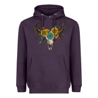 Plum boho bullskull with sunflower and gemstone Heavyweight Hoodie - Artiststas