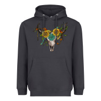 Smoke boho bullskull with sunflower and gemstone Heavyweight Hoodie - Artiststas